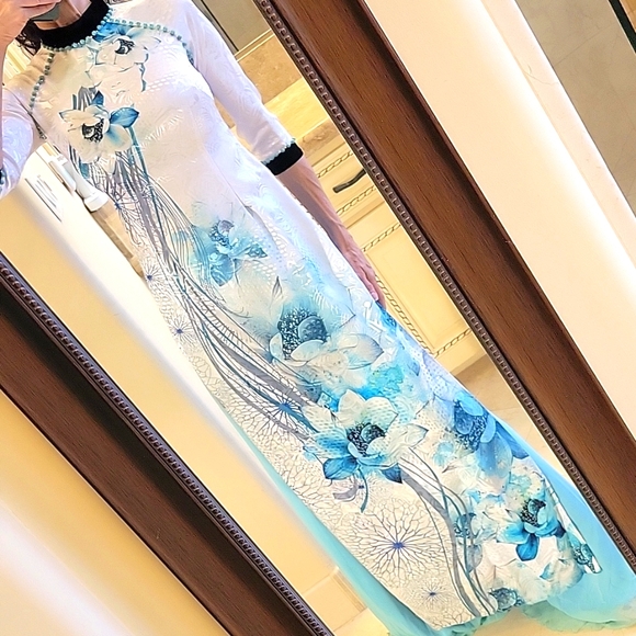 Gorgeous Vietnamese áo dài - Long Tunic Over Pants,  XS - Picture 1 of 16
